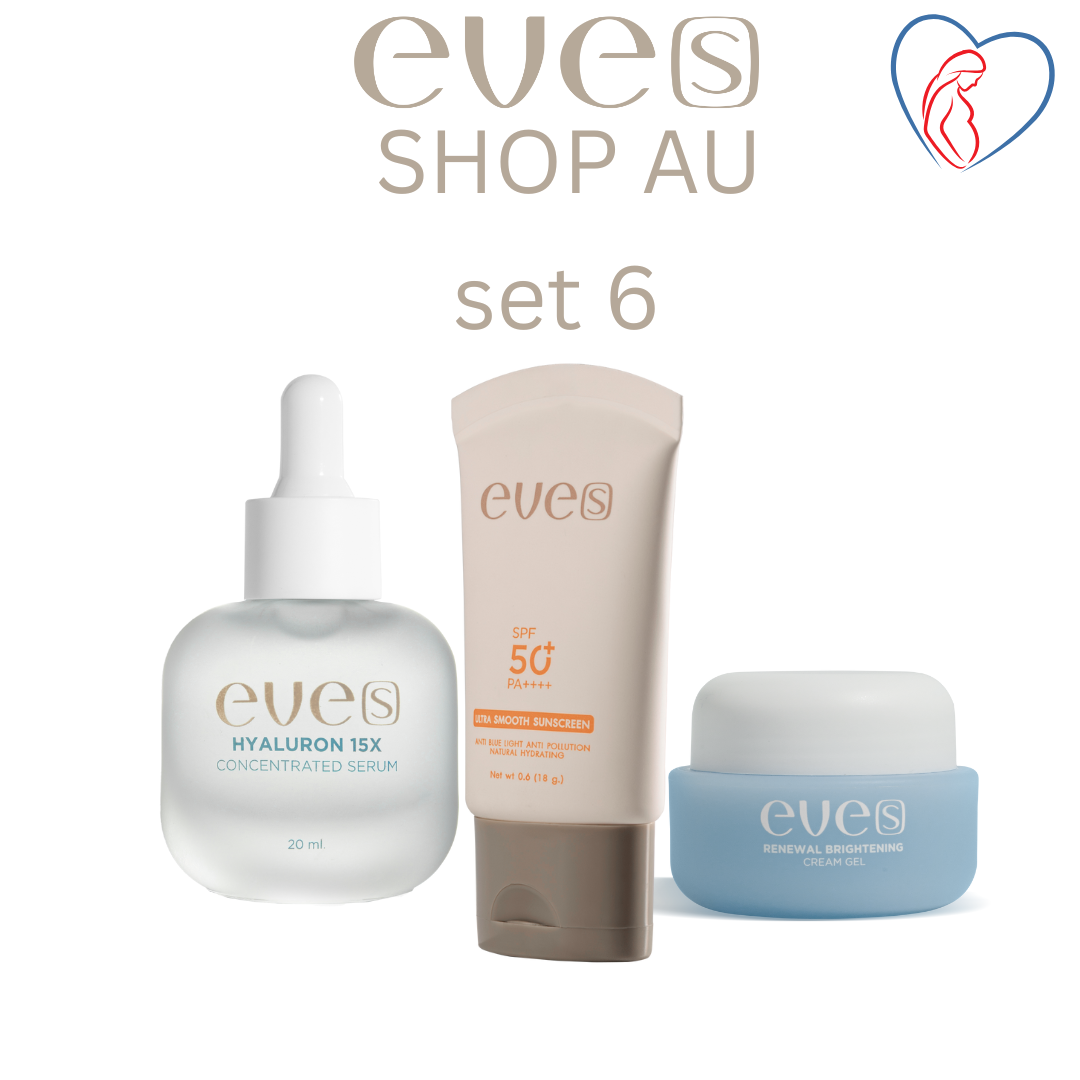 ชุดบำรุงผิวคุณแม่ 6 - 1 ไฮยา / 1 กันแดดอีฟส์ /1 ครีมเจลฟ้า