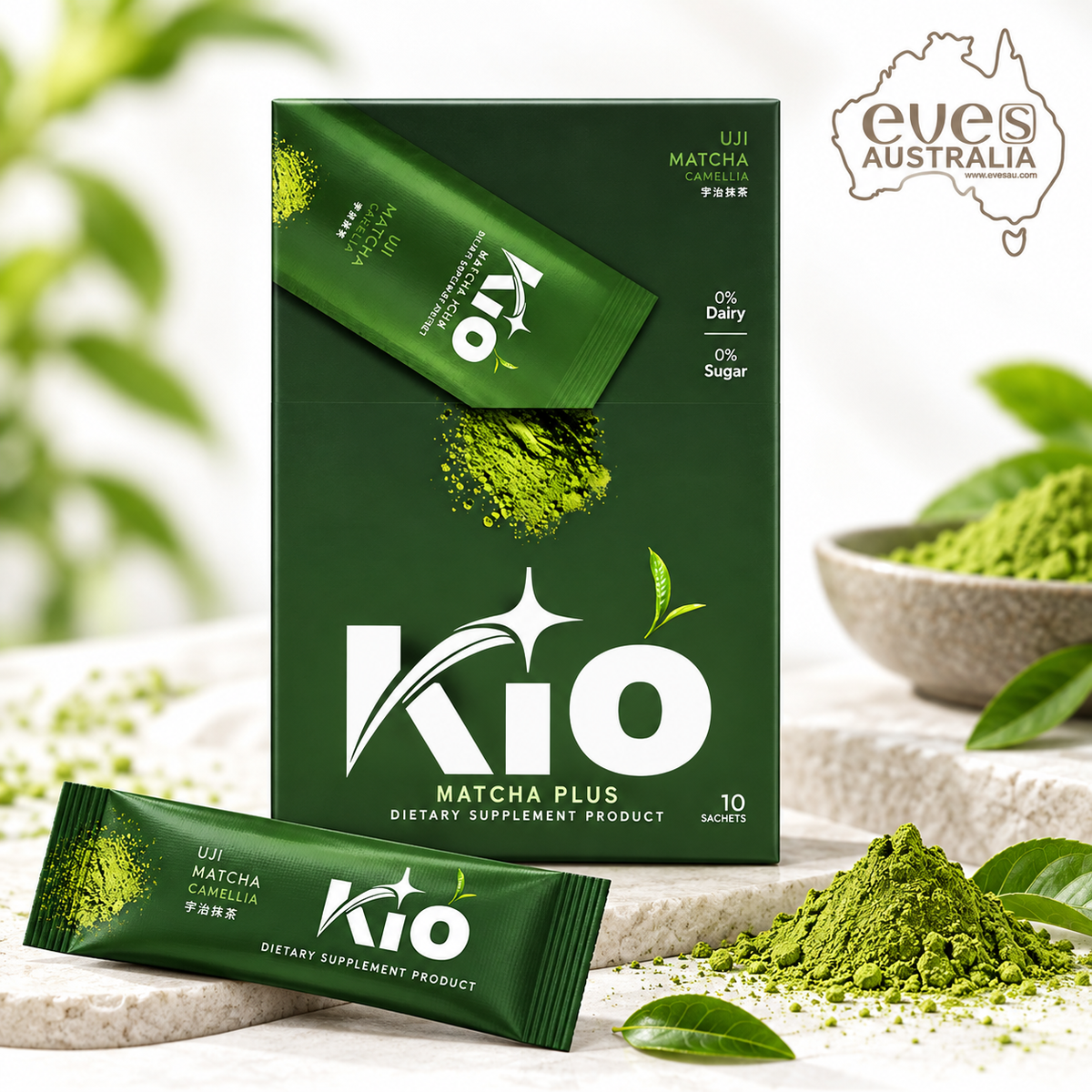 KIO Matcha Plus | มัทฉะเกรดพรีเมียม 10 ซอง